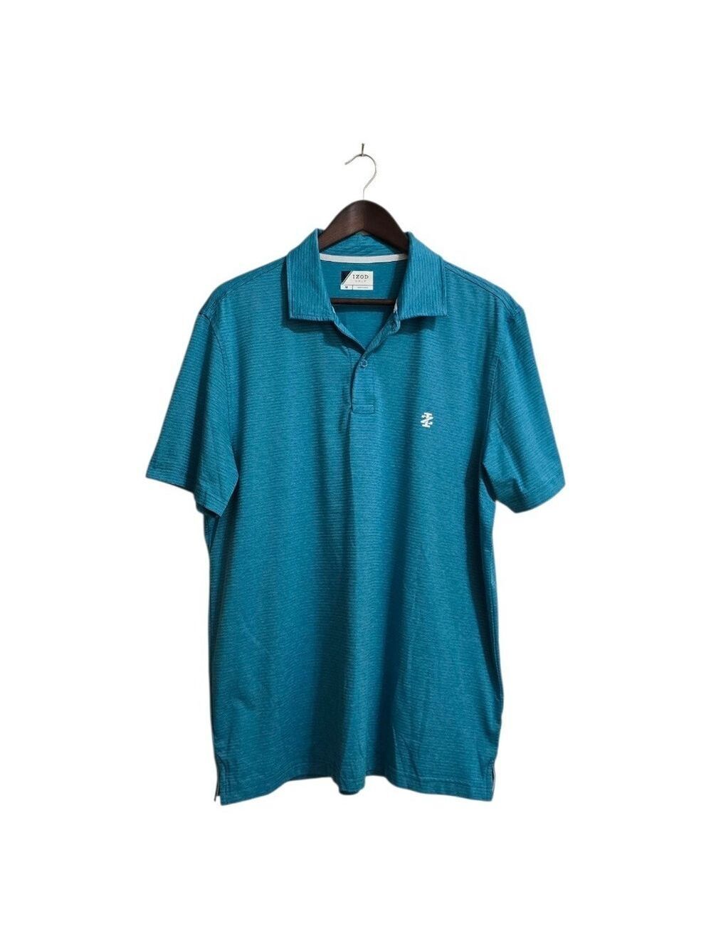 Izod Teal Golf Grid Polo Sz M